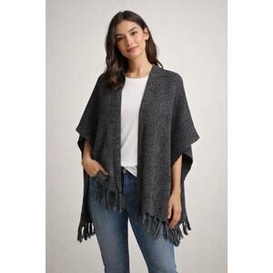 American Eagle Cover Up One Size Black Lace Fringe Boho Beachy Coastal Resort